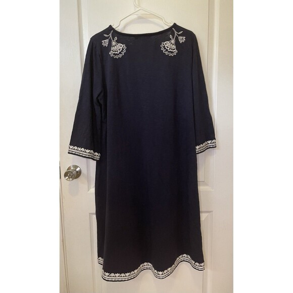 Boden Clemmie Dress Embroidered Floral Size 14L Navy Blue - Picture 2 of 11